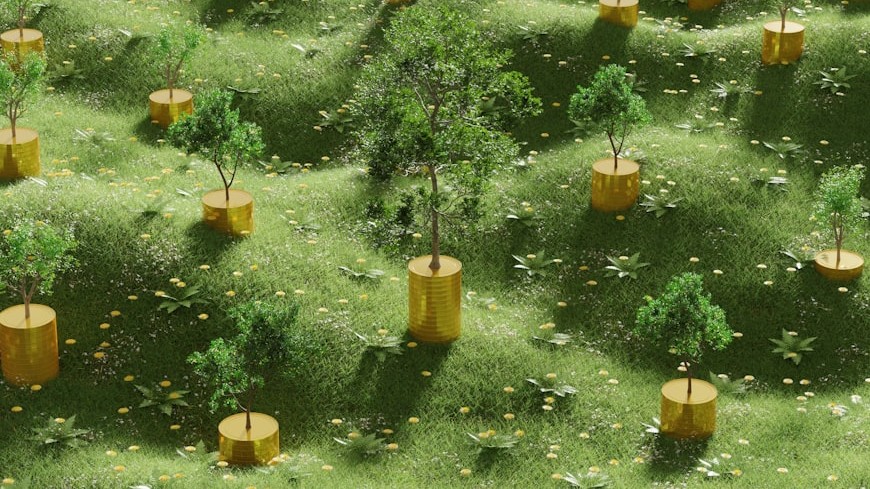 Volunteers planting trees in a village