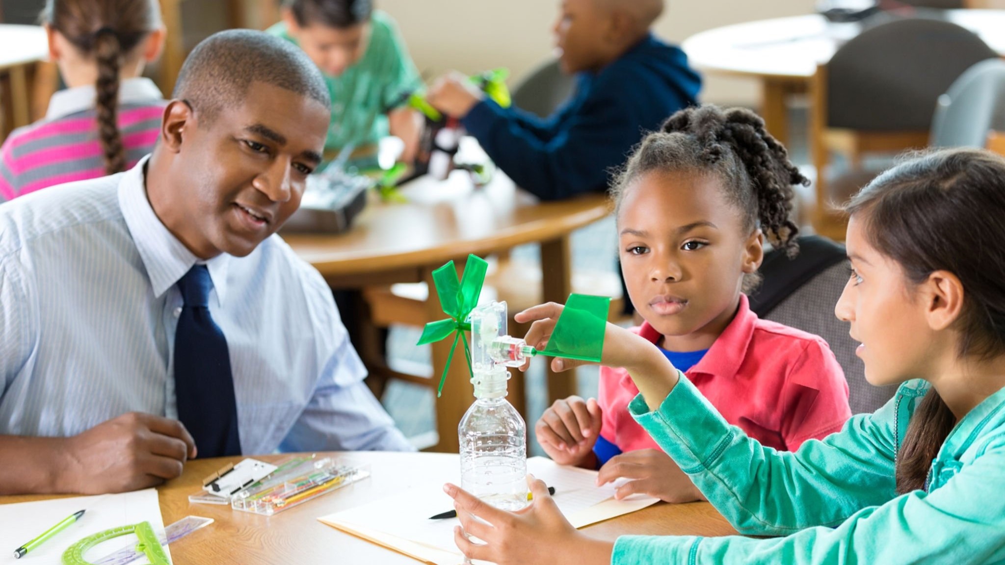 Educational eco kits on a classroom desk